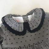 La Coqueta Grey And Black Polka Dot Dress With Frill Collar And Matching Knickers